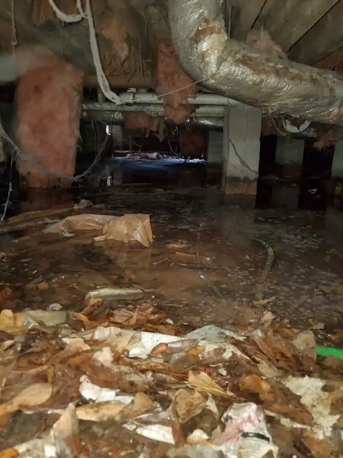 Crawl space flood assessment for Commercial Water Damage Restoration in Rutland